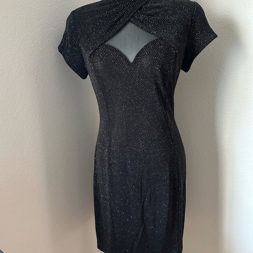 Vintage Sparkling Black Body Con Dress